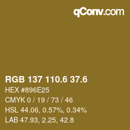 カラーコード: RGB 137 110.6 37.6 | qconv.com