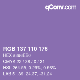 颜色代码: RGB 137 110 176 | qconv.com