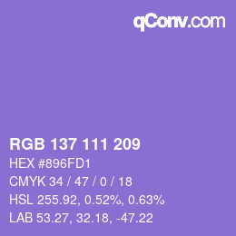 Color code: RGB 137 111 209 | qconv.com