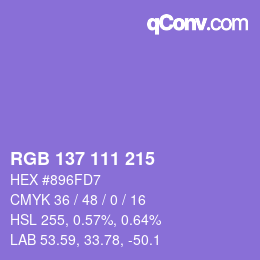 Color code: RGB 137 111 215 | qconv.com