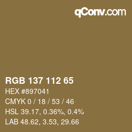 カラーコード: RGB 137 112 65 | qconv.com