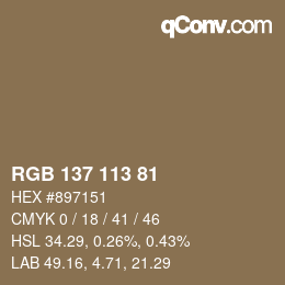 Color code: RGB 137 113 81 | qconv.com