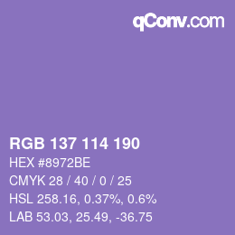 Color code: RGB 137 114 190 | qconv.com