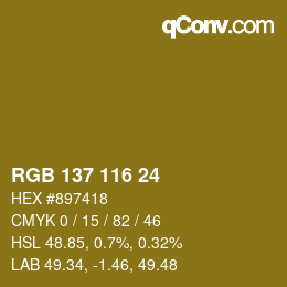 Color code: RGB 137 116 24 | qconv.com