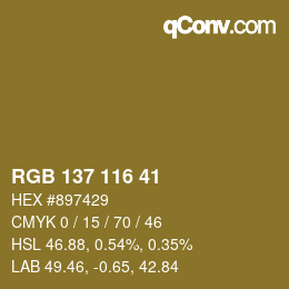 Color code: RGB 137 116 41 | qconv.com