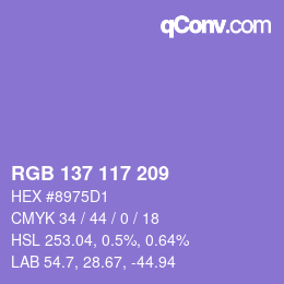 颜色代码: RGB 137 117 209 | qconv.com
