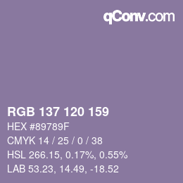 颜色代码: RGB 137 120 159 | qconv.com