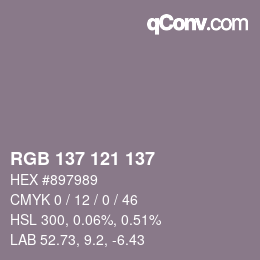 颜色代码: RGB 137 121 137 | qconv.com
