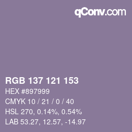 Color code: RGB 137 121 153 | qconv.com