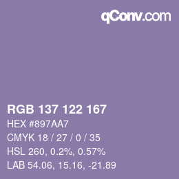 カラーコード: RGB 137 122 167 | qconv.com