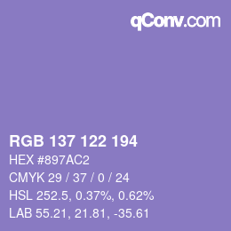 Color code: RGB 137 122 194 | qconv.com