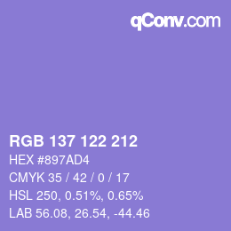 カラーコード: RGB 137 122 212 | qconv.com