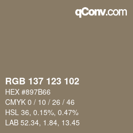 颜色代码: RGB 137 123 102 | qconv.com