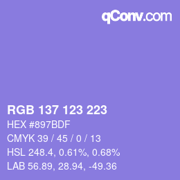 カラーコード: RGB 137 123 223 | qconv.com
