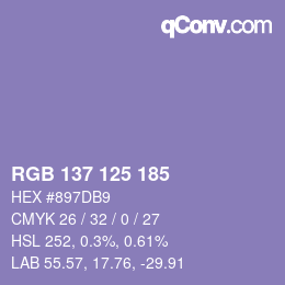 カラーコード: RGB 137 125 185 | qconv.com