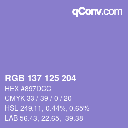 Color code: RGB 137 125 204 | qconv.com