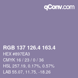 カラーコード: RGB 137 126.4 163.4 | qconv.com