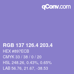 カラーコード: RGB 137 126.4 203.4 | qconv.com