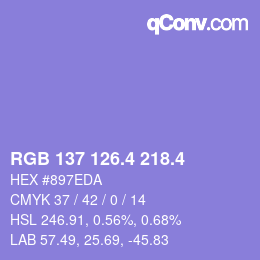 カラーコード: RGB 137 126.4 218.4 | qconv.com