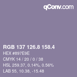 カラーコード: RGB 137 126.8 158.4 | qconv.com