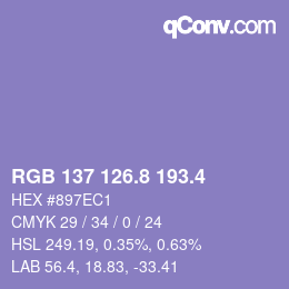 カラーコード: RGB 137 126.8 193.4 | qconv.com