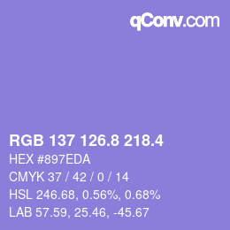 カラーコード: RGB 137 126.8 218.4 | qconv.com