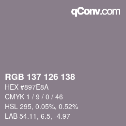 Color code: RGB 137 126 138 | qconv.com