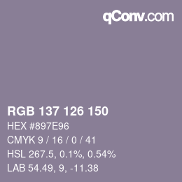 Color code: RGB 137 126 150 | qconv.com