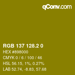 カラーコード: RGB 137 128.2 0 | qconv.com