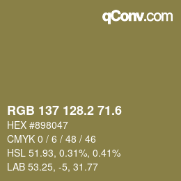 カラーコード: RGB 137 128.2 71.6 | qconv.com