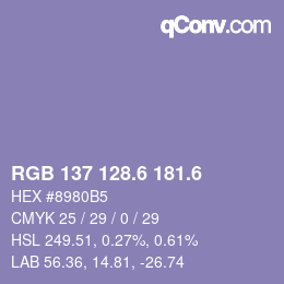 カラーコード: RGB 137 128.6 181.6 | qconv.com