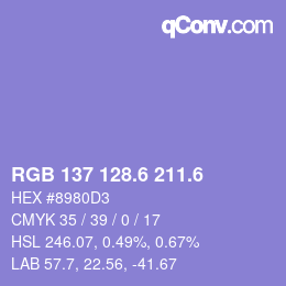 カラーコード: RGB 137 128.6 211.6 | qconv.com