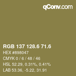 カラーコード: RGB 137 128.6 71.6 | qconv.com