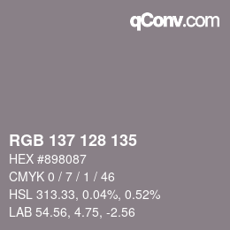 カラーコード: RGB 137 128 135 | qconv.com