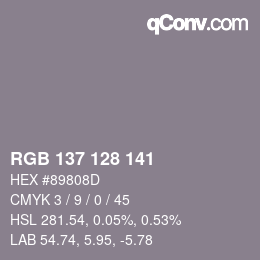 Código de color: RGB 137 128 141 | qconv.com