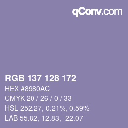 颜色代码: RGB 137 128 172 | qconv.com