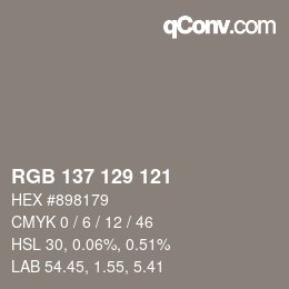 Color code: RGB 137 129 121 | qconv.com