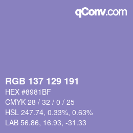 Color code: RGB 137 129 191 | qconv.com
