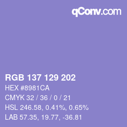 Color code: RGB 137 129 202 | qconv.com