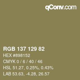 Color code: RGB 137 129 82 | qconv.com