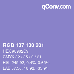 Código de color: RGB 137 130 201 | qconv.com