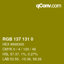Color code: RGB 137 131 0 | qconv.com