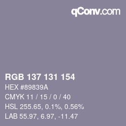 Código de color: RGB 137 131 154 | qconv.com
