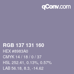 Farbcode: RGB 137 131 160 | qconv.com