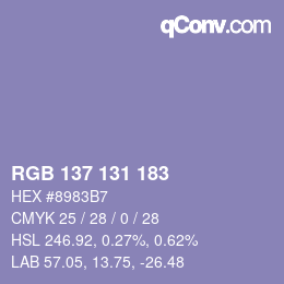 カラーコード: RGB 137 131 183 | qconv.com
