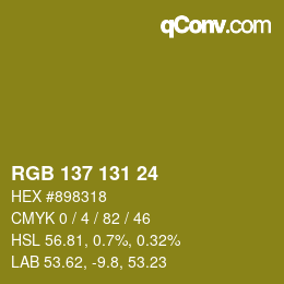 カラーコード: RGB 137 131 24 | qconv.com
