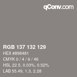 Código de color: RGB 137 132 129 | qconv.com