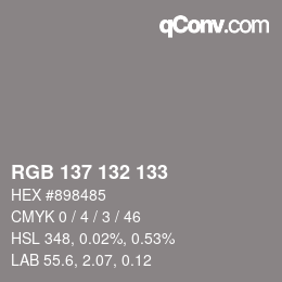 Código de color: RGB 137 132 133 | qconv.com