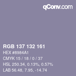 Farbcode: RGB 137 132 161 | qconv.com