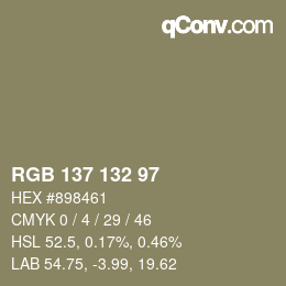 Color code: RGB 137 132 97 | qconv.com